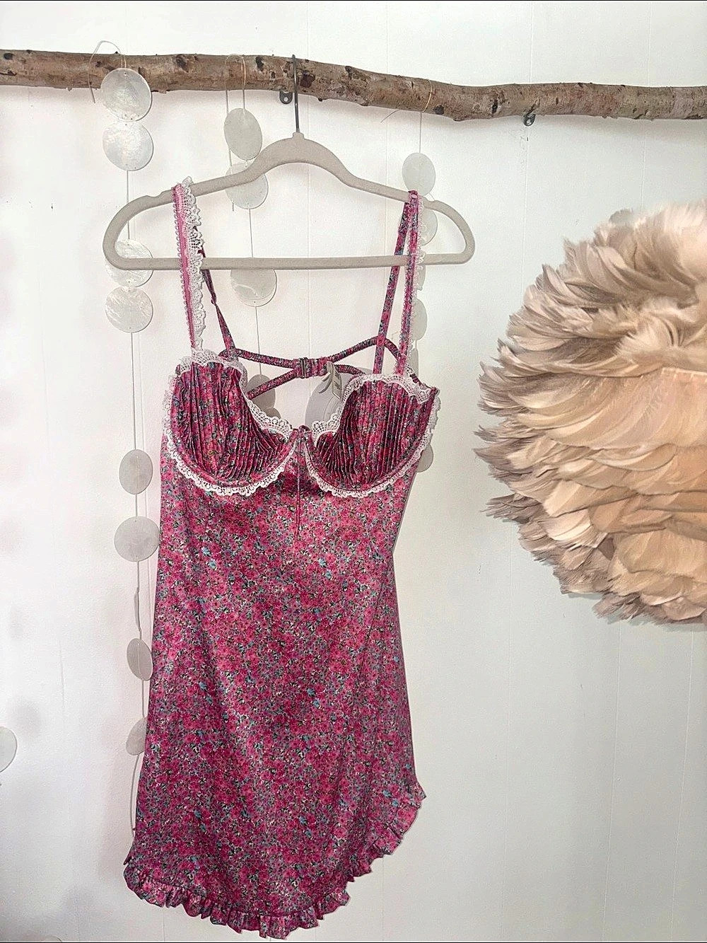 For Love & Lemons Festival Rose Slip Dress Pink & Black XL